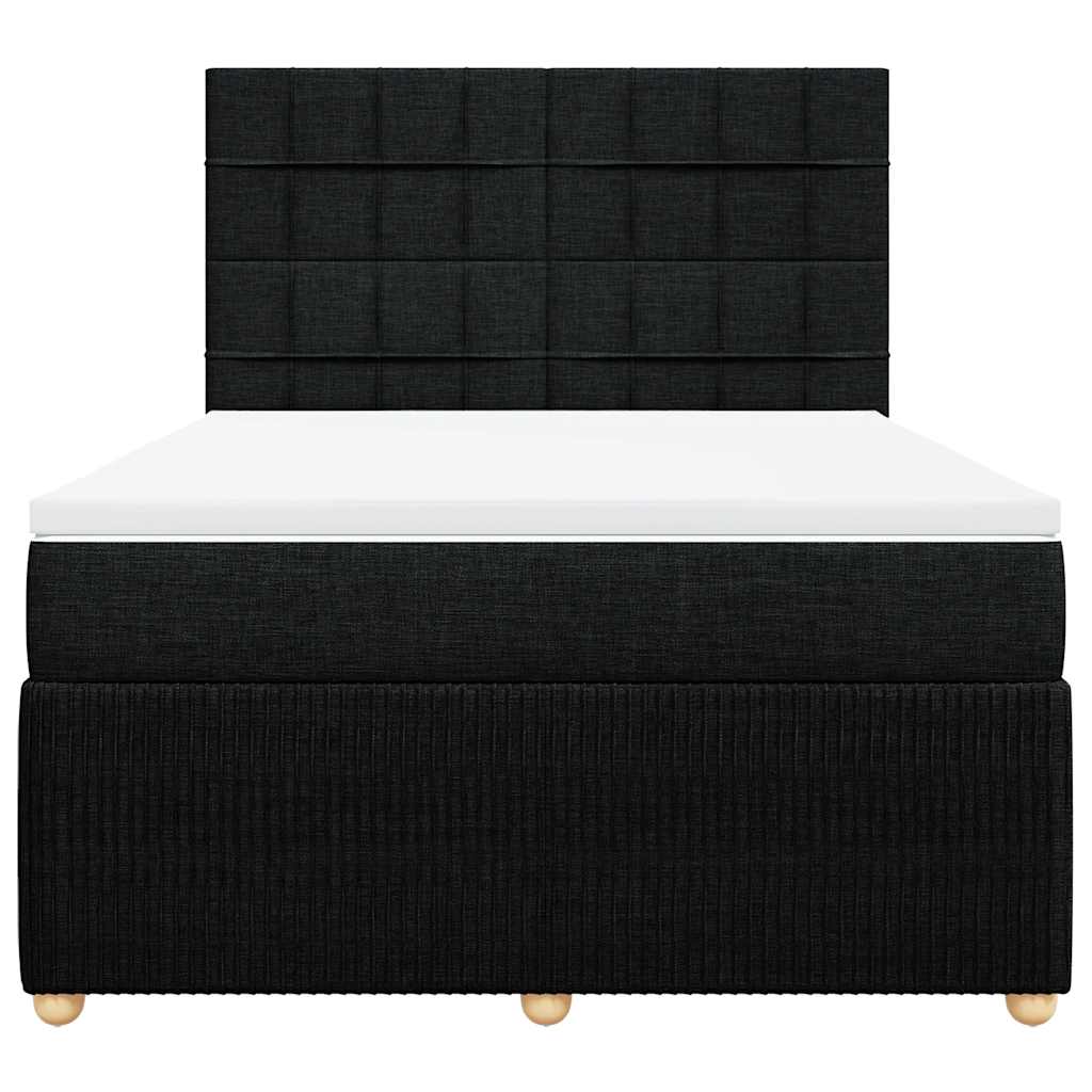 Boxspring met matras stof zwart 140x200 cm – afbeelding 6