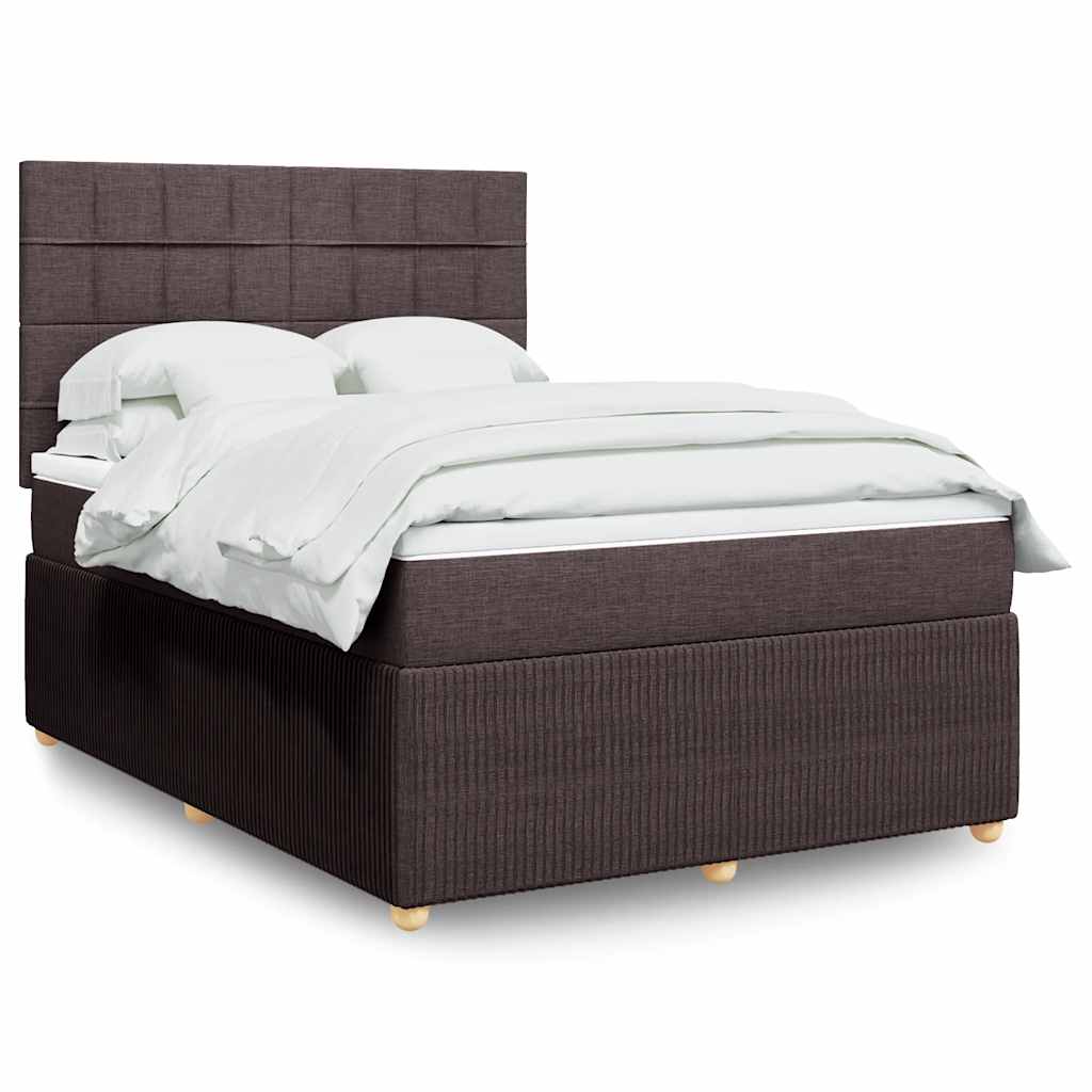Boxspring met matras stof donkerbruin 140x200 cm – afbeelding 1