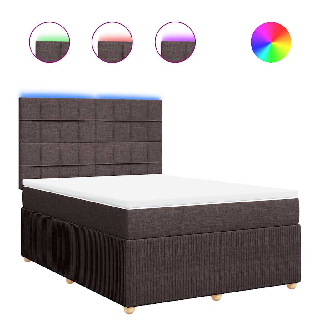 Boxspring met matras stof donkerbruin 140x200 cm – afbeelding 2