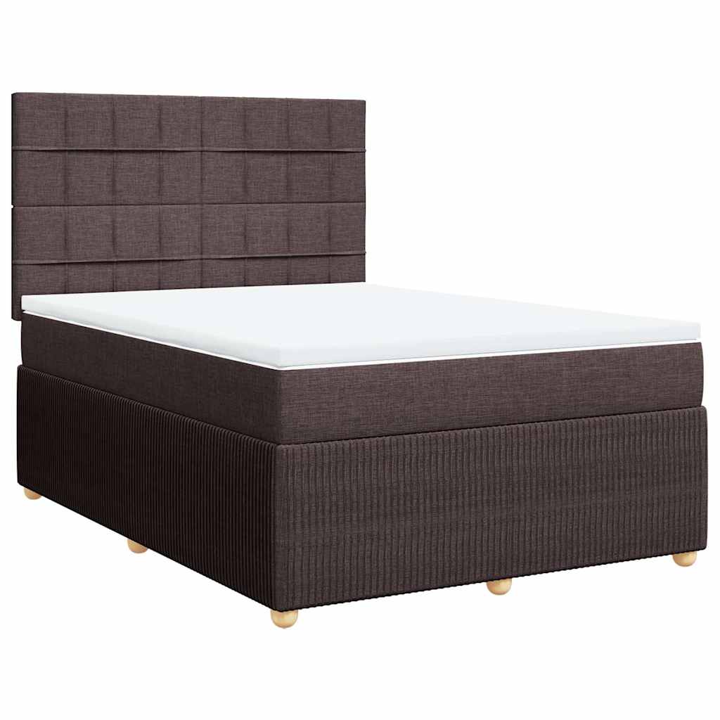 Boxspring met matras stof donkerbruin 140x200 cm – afbeelding 3