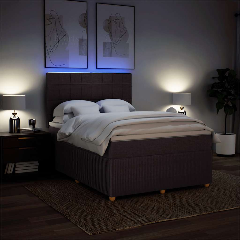 Boxspring met matras stof donkerbruin 140x200 cm – afbeelding 4