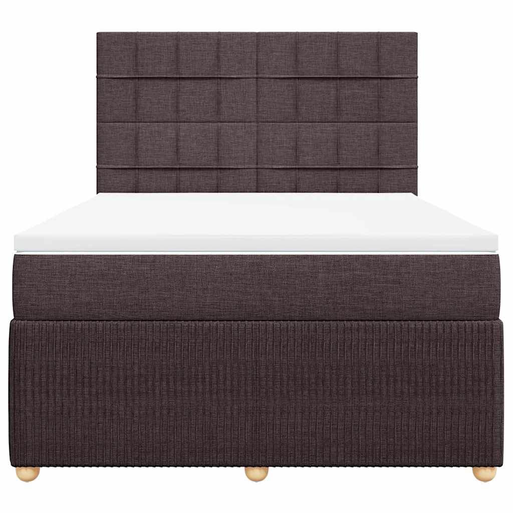 Boxspring met matras stof donkerbruin 140x200 cm – afbeelding 6