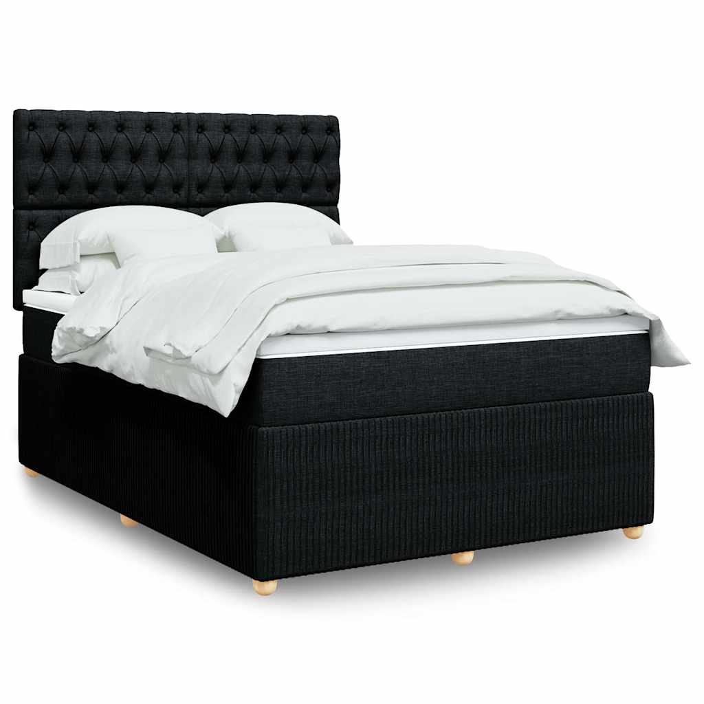 Boxspring met matras stof zwart 140x200 cm – afbeelding 1