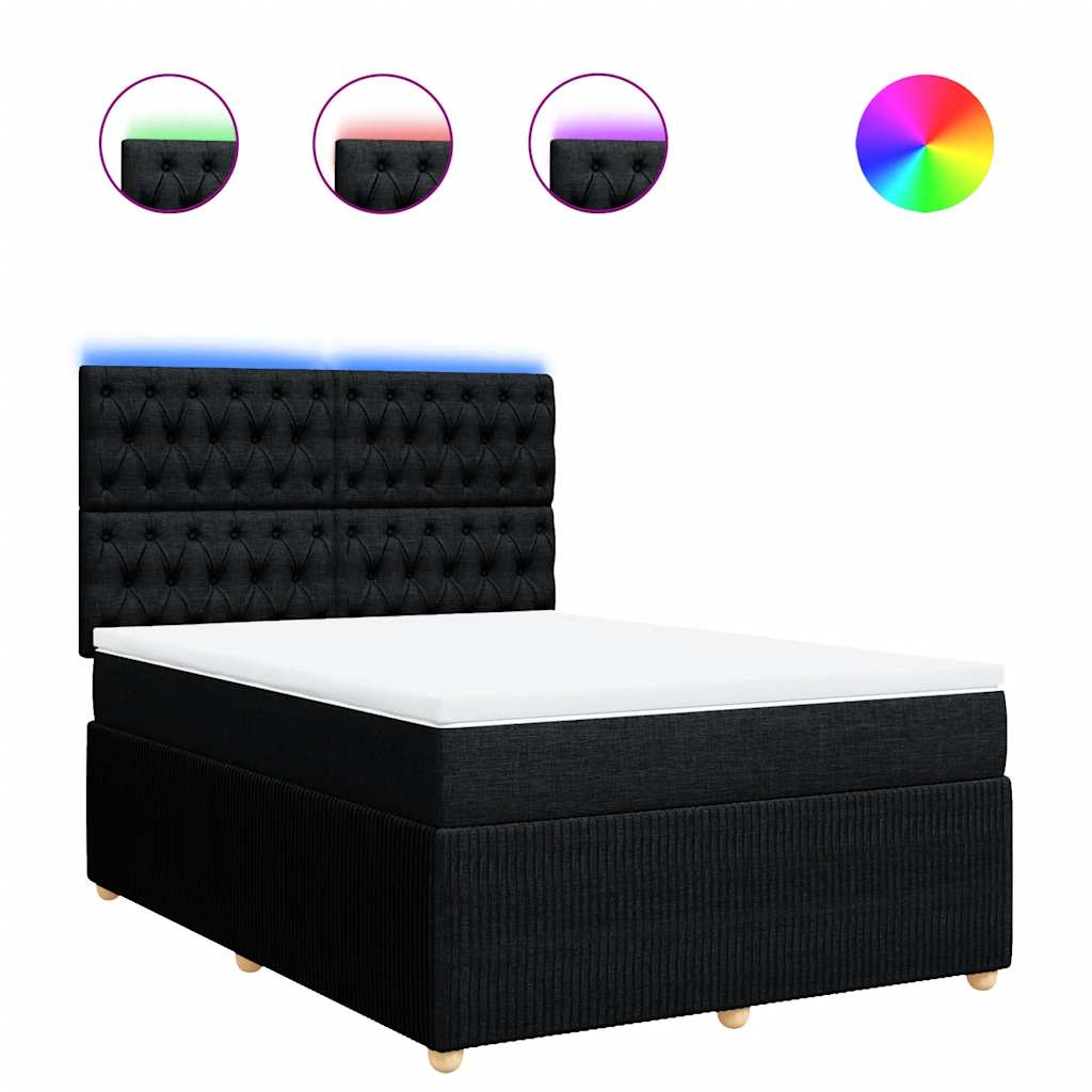 Boxspring met matras stof zwart 140x200 cm – afbeelding 2