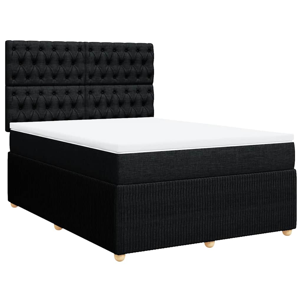 Boxspring met matras stof zwart 140x200 cm – afbeelding 3