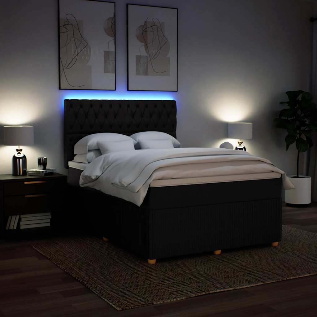 Boxspring met matras stof zwart 140x200 cm – afbeelding 4