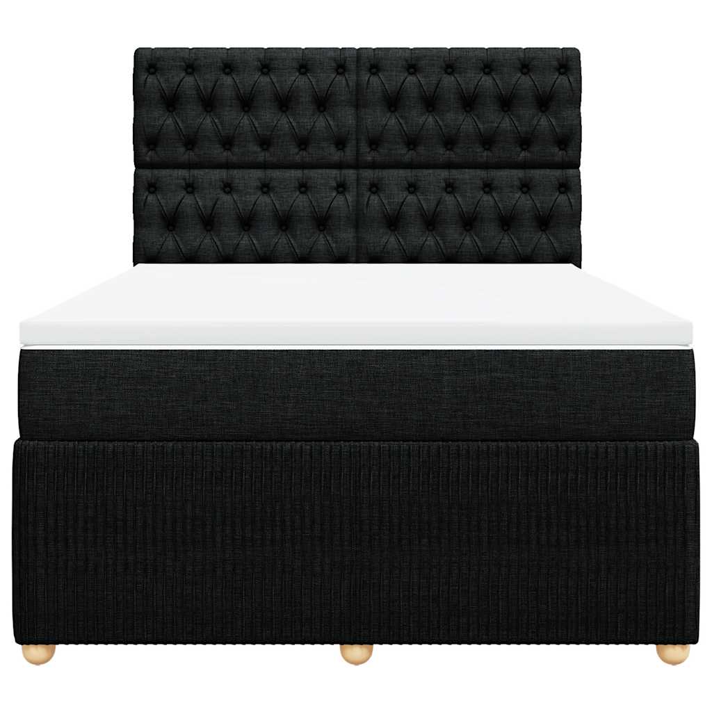 Boxspring met matras stof zwart 140x200 cm – afbeelding 6