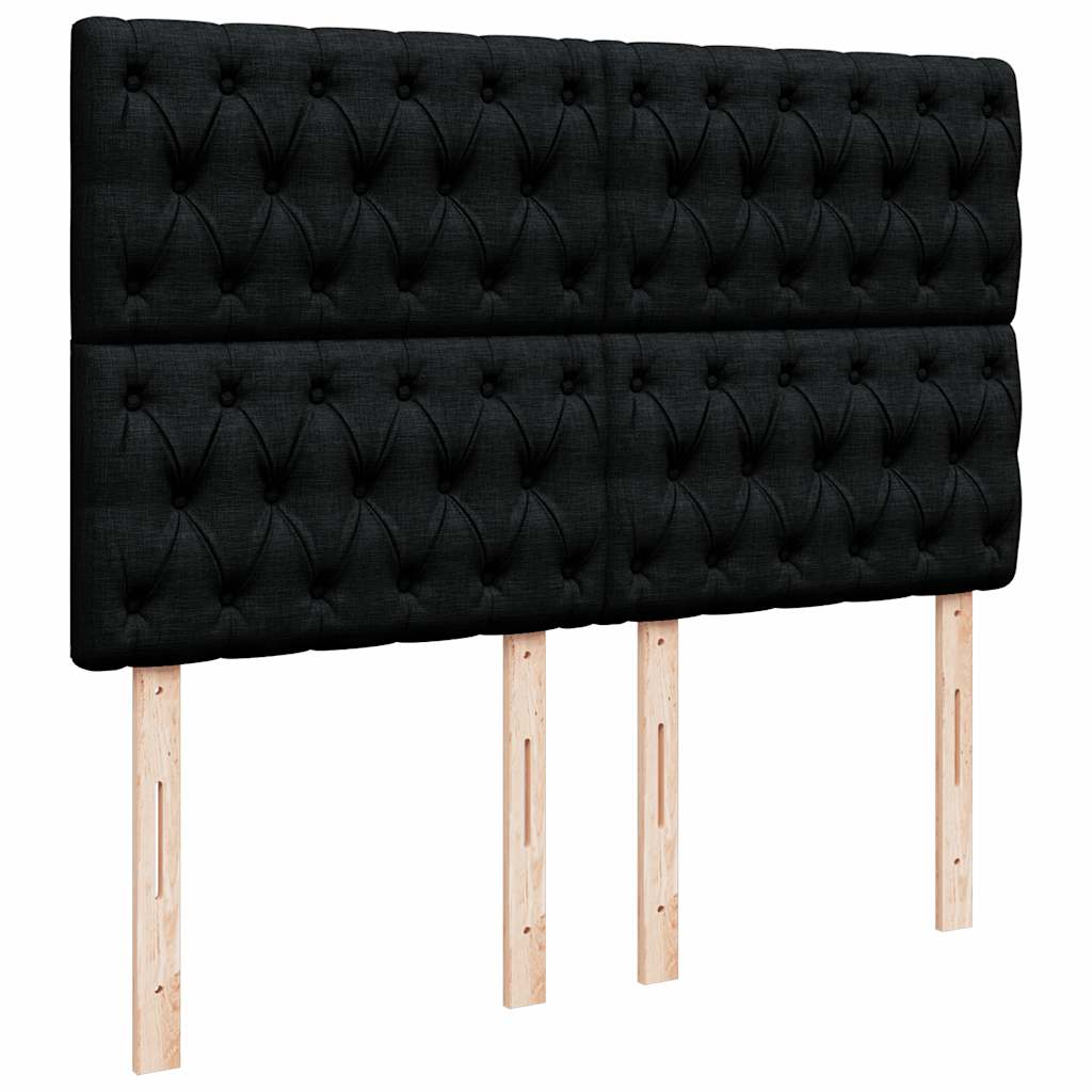 Boxspring met matras stof zwart 140x200 cm – afbeelding 9