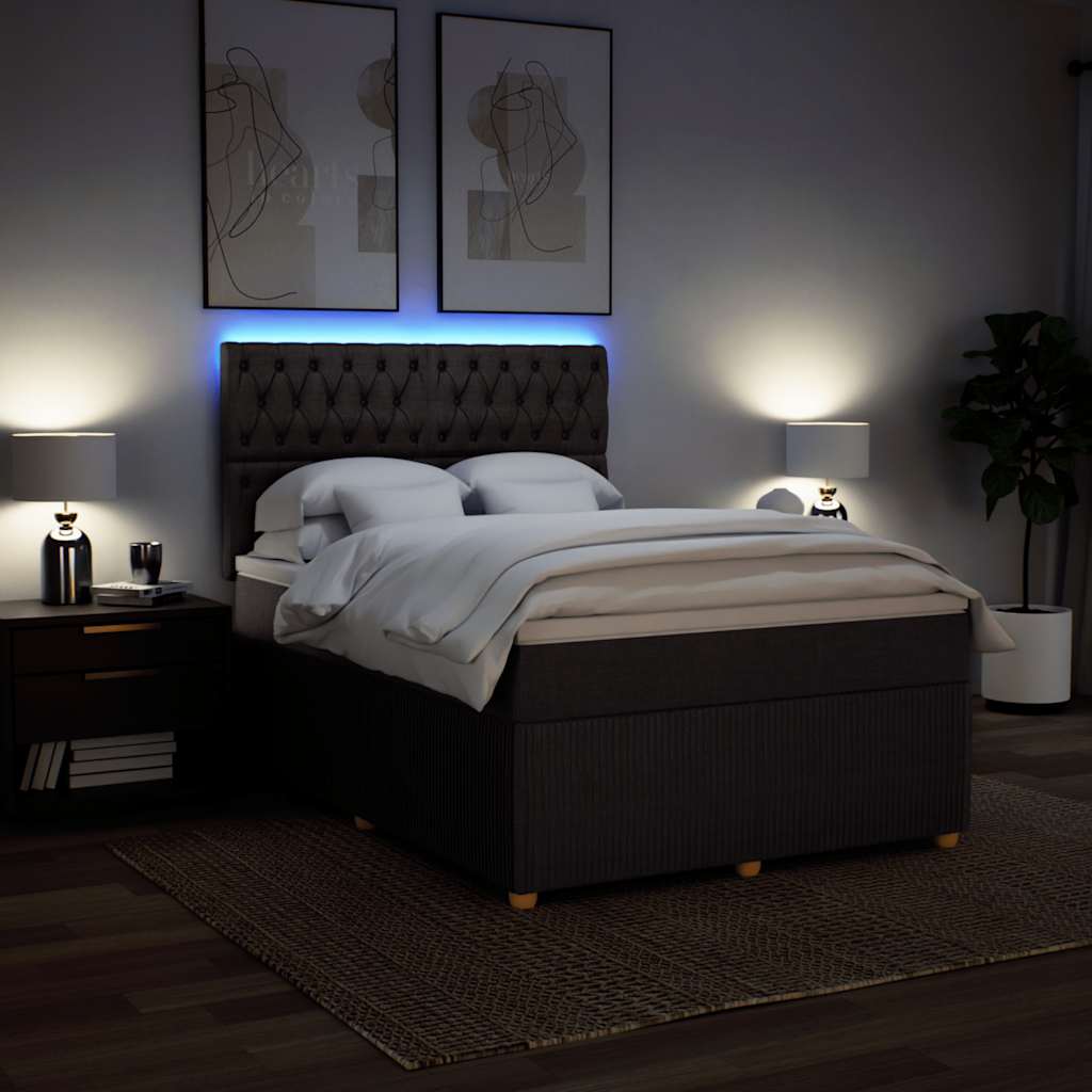 Boxspring met matras stof donkerbruin 140x200 cm – afbeelding 4
