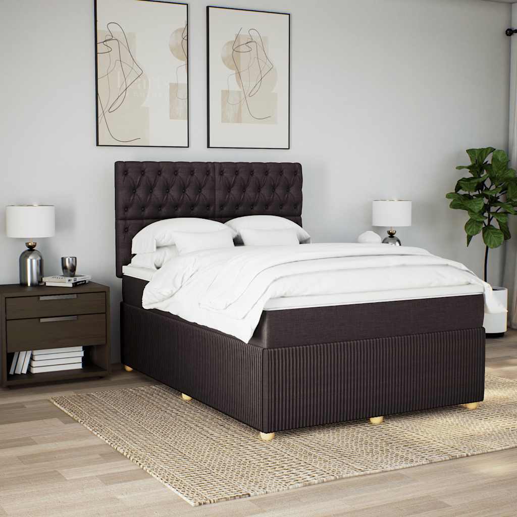 Boxspring met matras stof donkerbruin 140x200 cm – afbeelding 5
