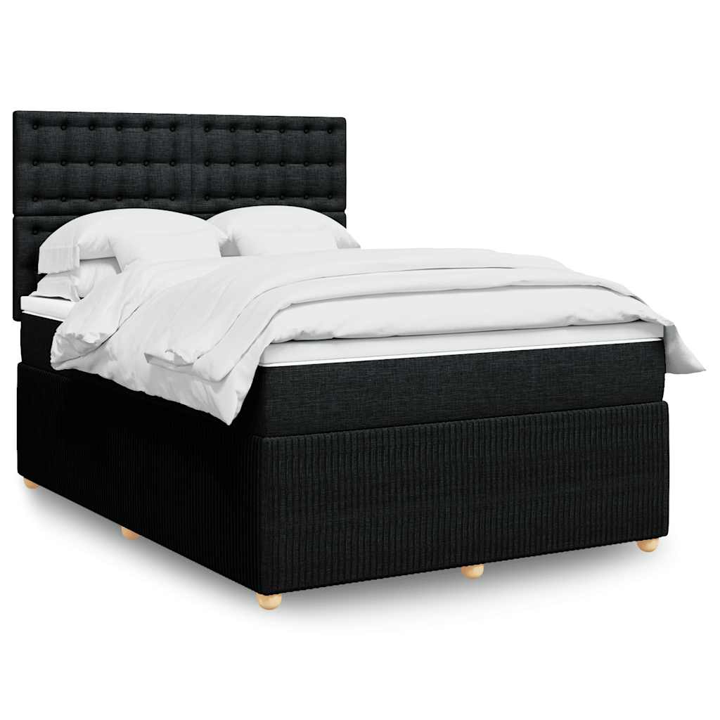 Boxspring met matras stof zwart 140x200 cm – afbeelding 1