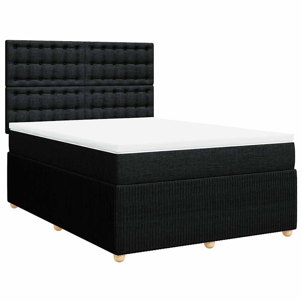 Boxspring met matras stof zwart 140x200 cm – afbeelding 3