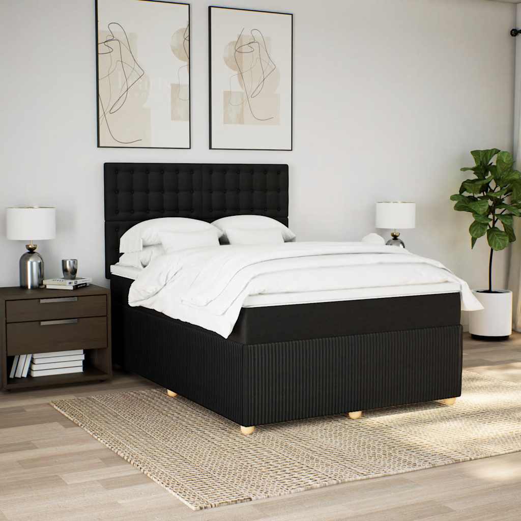 Boxspring met matras stof zwart 140x200 cm – afbeelding 5