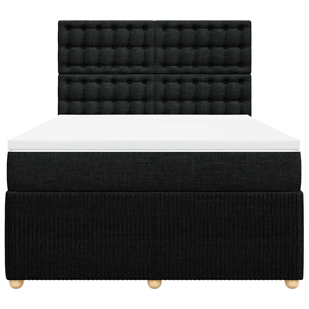 Boxspring met matras stof zwart 140x200 cm – afbeelding 6