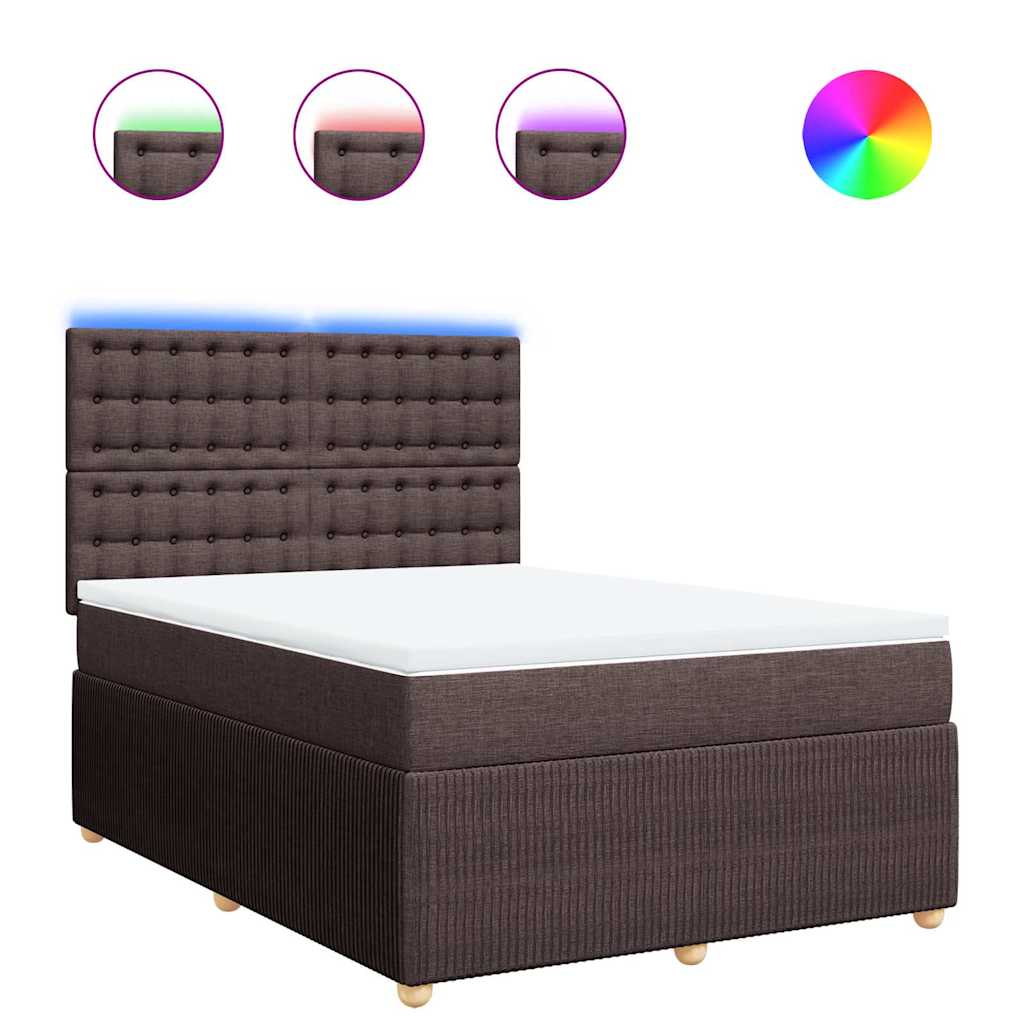 Boxspring met matras stof donkerbruin 140x200 cm – afbeelding 2