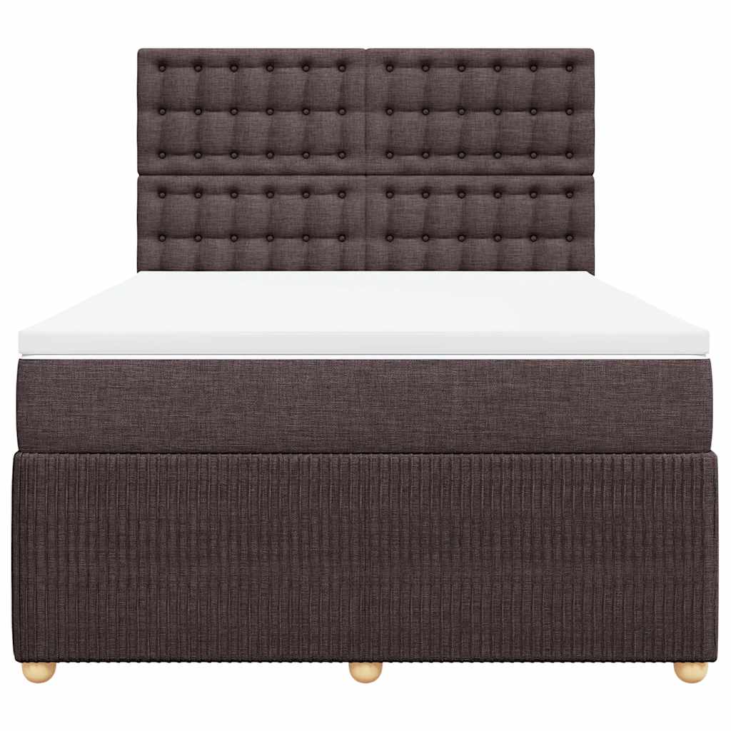 Boxspring met matras stof donkerbruin 140x200 cm – afbeelding 6