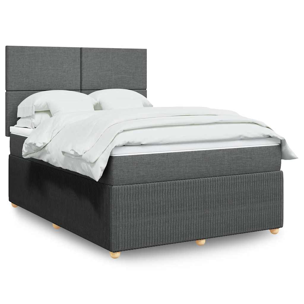 Boxspring met matras stof donkergrijs 160x200 cm – afbeelding 1