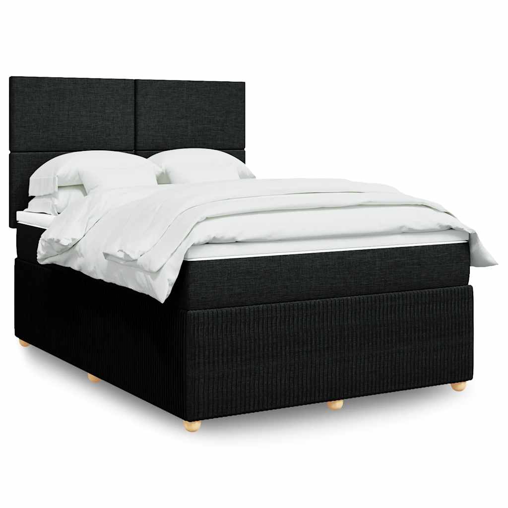 Boxspring met matras stof zwart 160x200 cm – afbeelding 1
