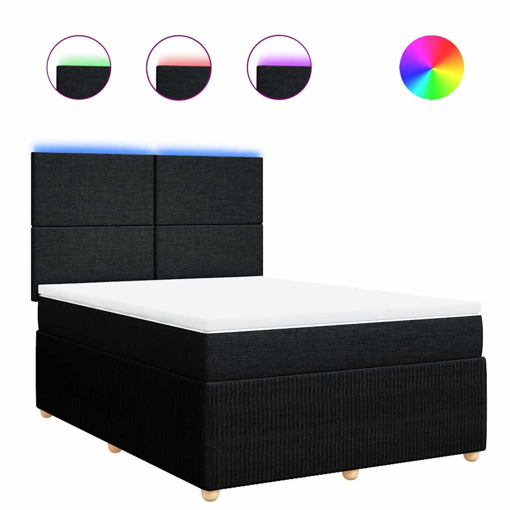Boxspring met matras stof zwart 160x200 cm – afbeelding 2