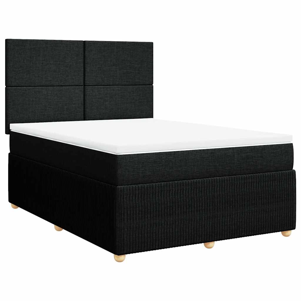 Boxspring met matras stof zwart 160x200 cm – afbeelding 3