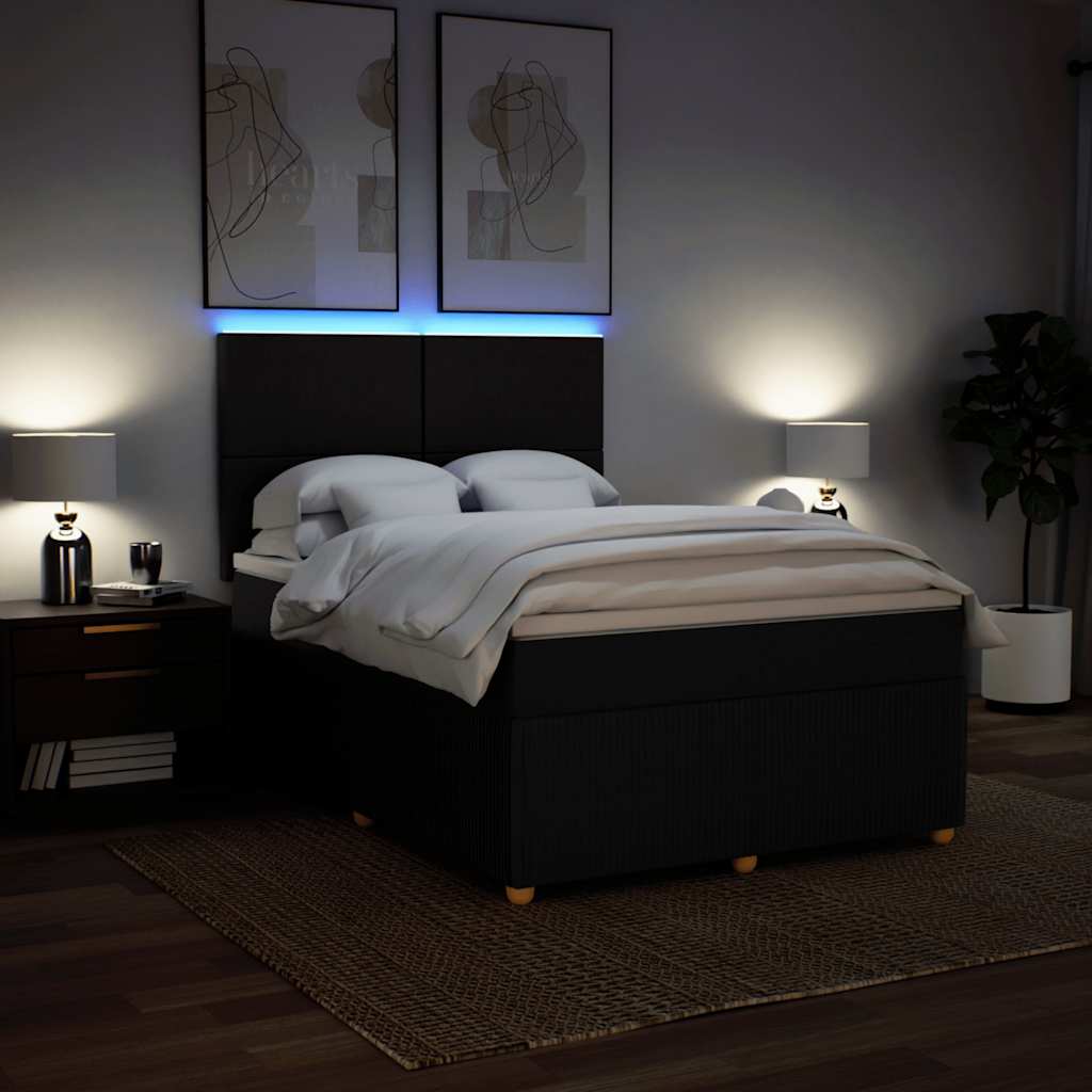 Boxspring met matras stof zwart 160x200 cm – afbeelding 4