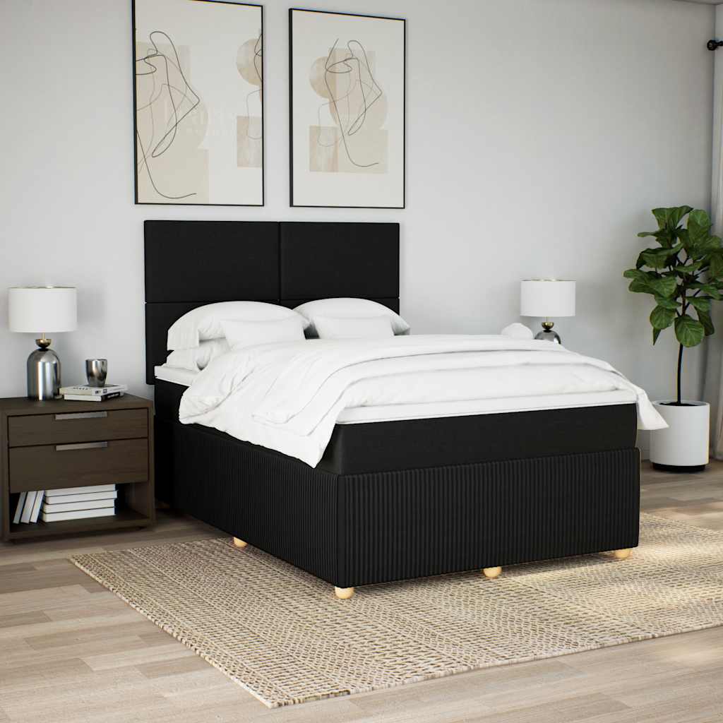 Boxspring met matras stof zwart 160x200 cm – afbeelding 5