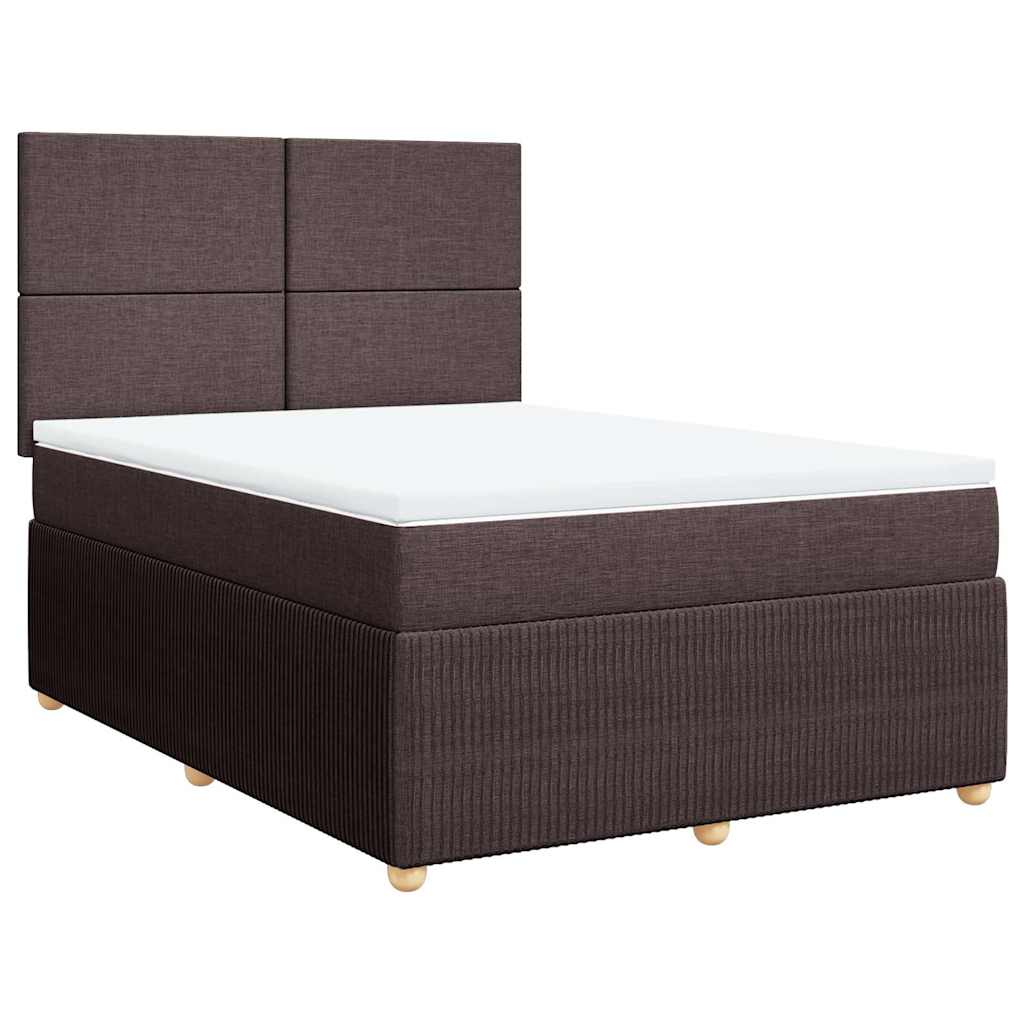 Boxspring met matras stof donkerbruin 160x200 cm – afbeelding 3