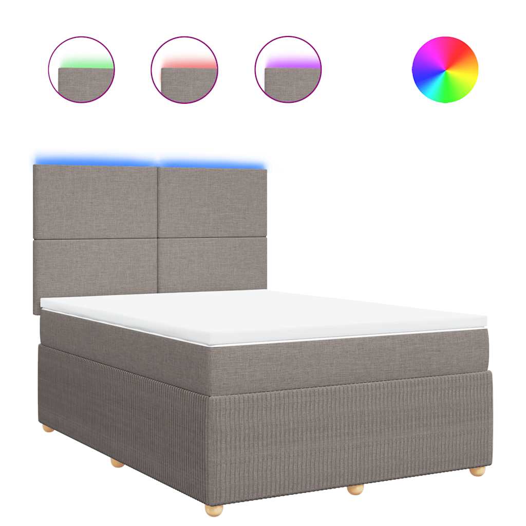 Boxspring met matras stof taupe 160x200 cm – afbeelding 2