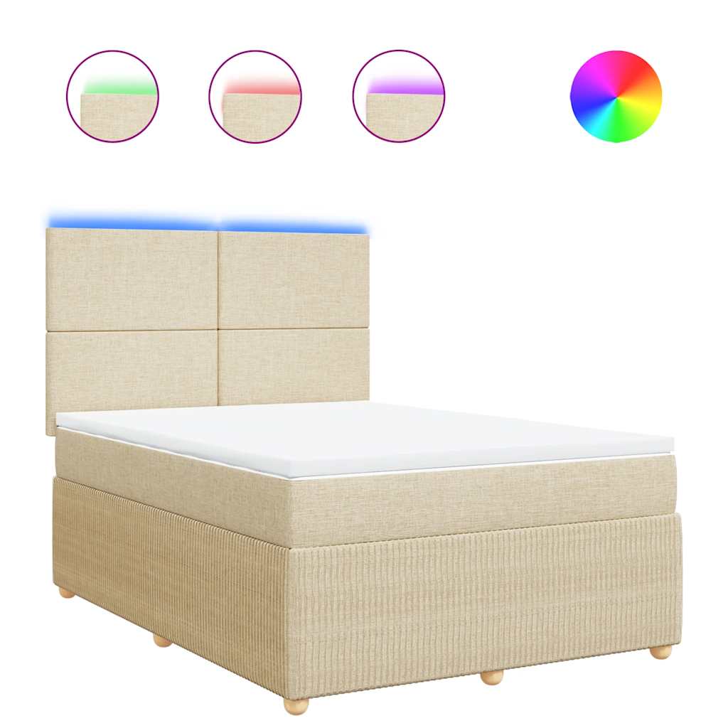 Boxspring met matras stof crèmekleurig 160x200 cm – afbeelding 2
