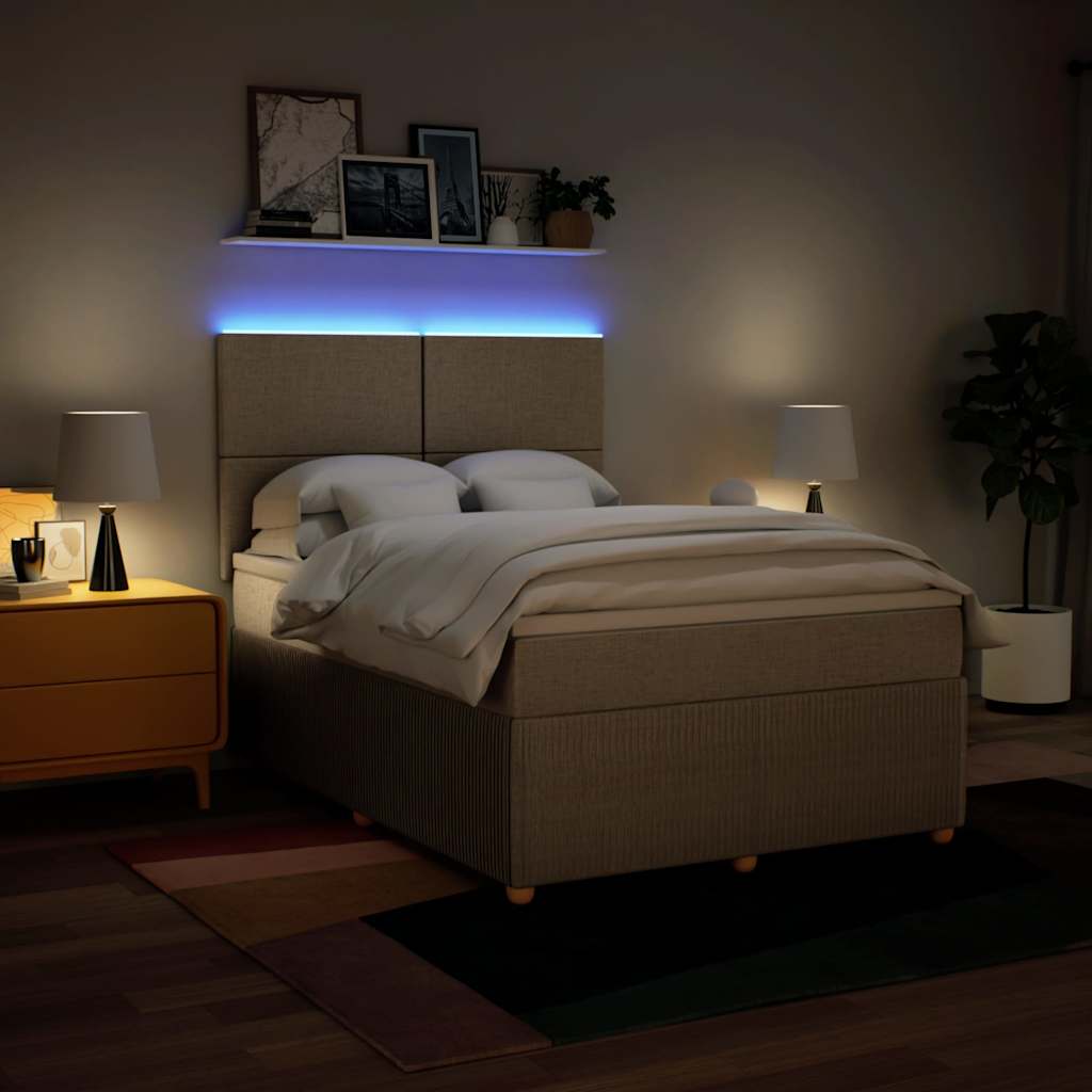 Boxspring met matras stof crèmekleurig 160x200 cm – afbeelding 4