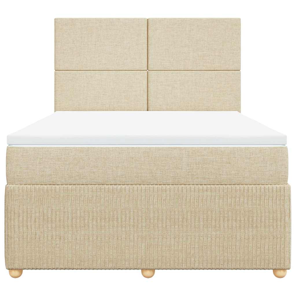 Boxspring met matras stof crèmekleurig 160x200 cm – afbeelding 6