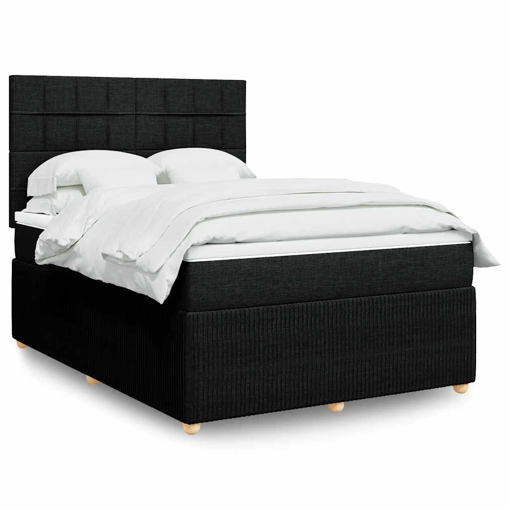 Boxspring met matras stof zwart 160x200 cm – afbeelding 1