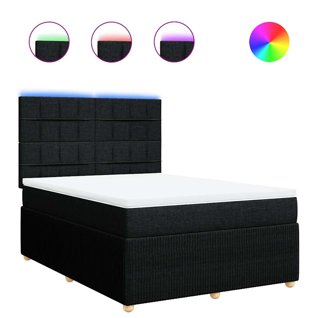Boxspring met matras stof zwart 160x200 cm – afbeelding 2