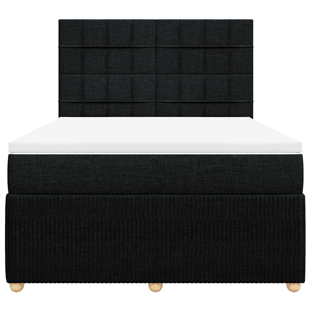 Boxspring met matras stof zwart 160x200 cm – afbeelding 6