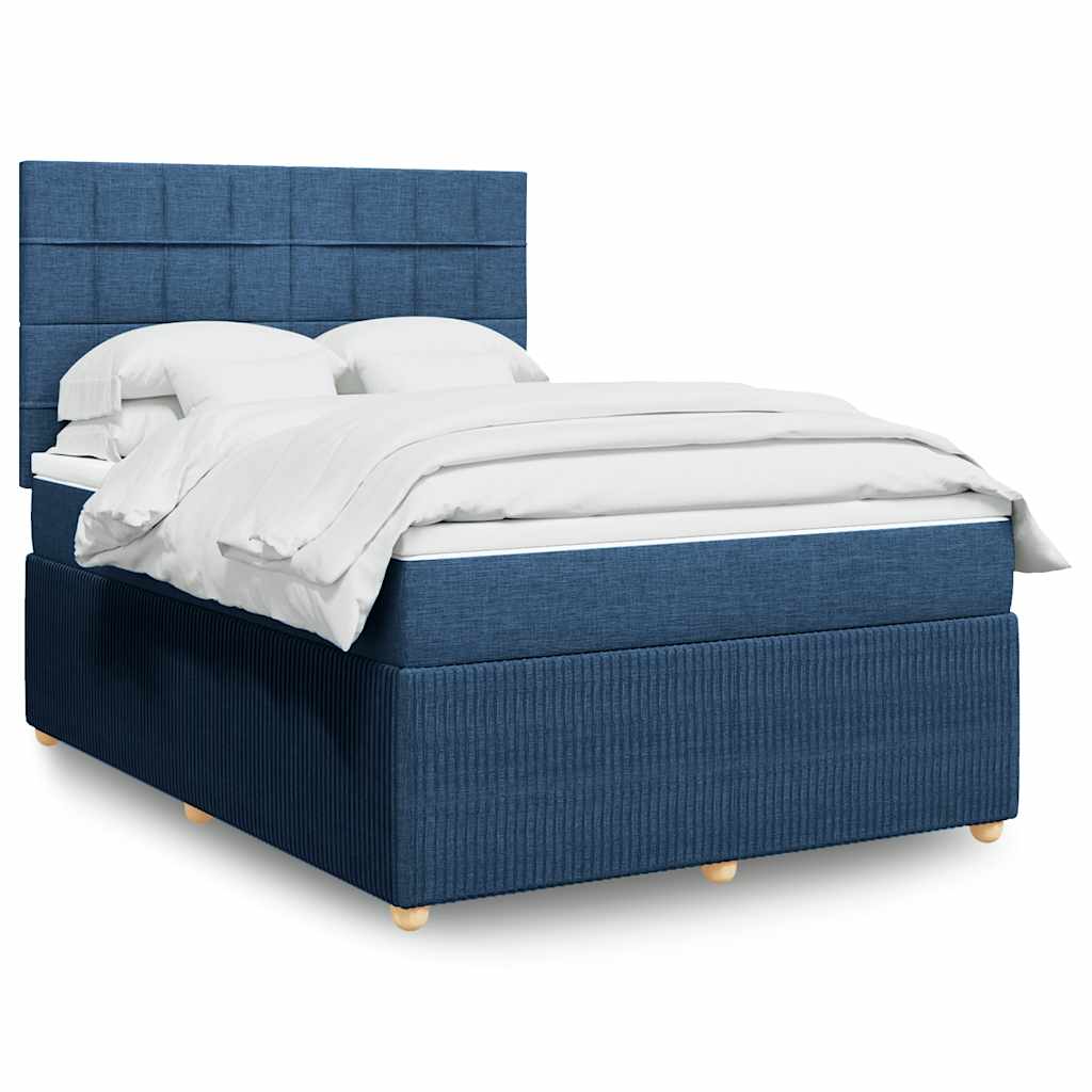 Boxspring met matras stof blauw 160x200 cm – afbeelding 1
