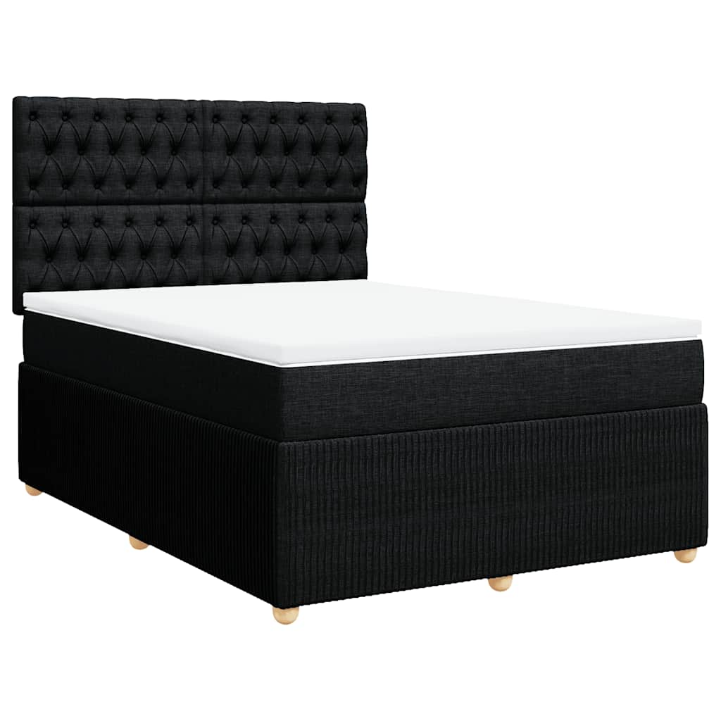 Boxspring met matras stof zwart 160x200 cm – afbeelding 3