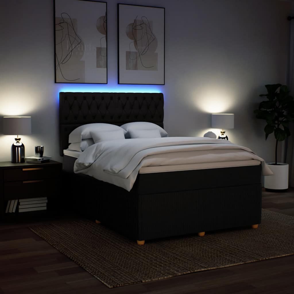 Boxspring met matras stof zwart 160x200 cm – afbeelding 4
