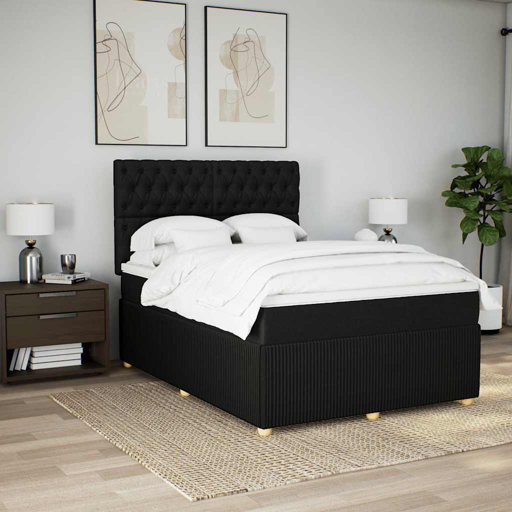Boxspring met matras stof zwart 160x200 cm – afbeelding 5
