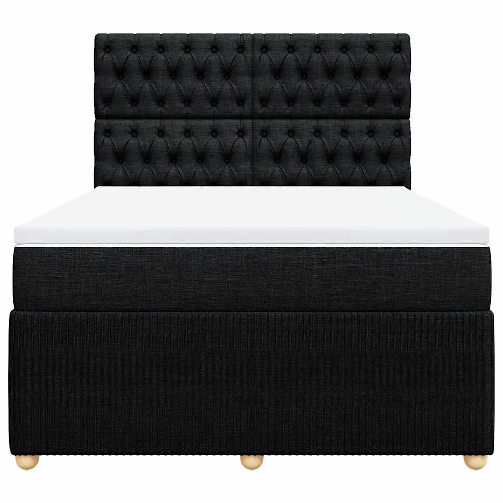 Boxspring met matras stof zwart 160x200 cm – afbeelding 6