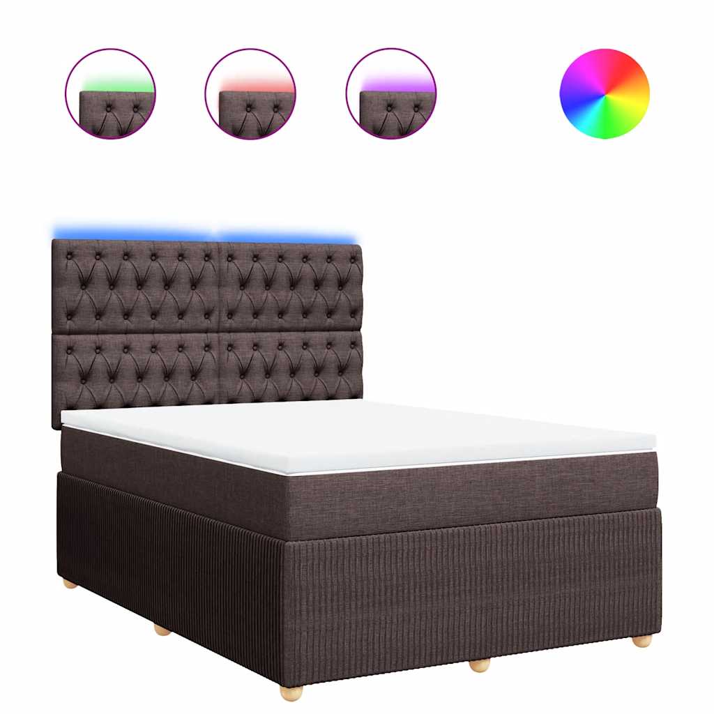 Boxspring met matras stof donkerbruin 160x200 cm – afbeelding 2