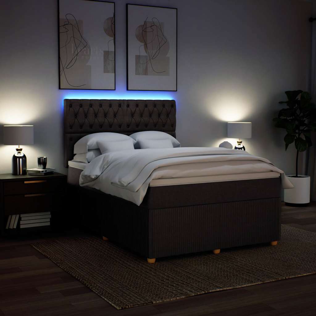 Boxspring met matras stof donkerbruin 160x200 cm – afbeelding 4