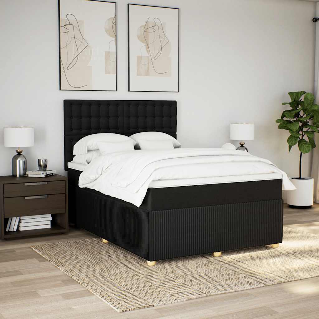 Boxspring met matras stof zwart 160x200 cm – afbeelding 1