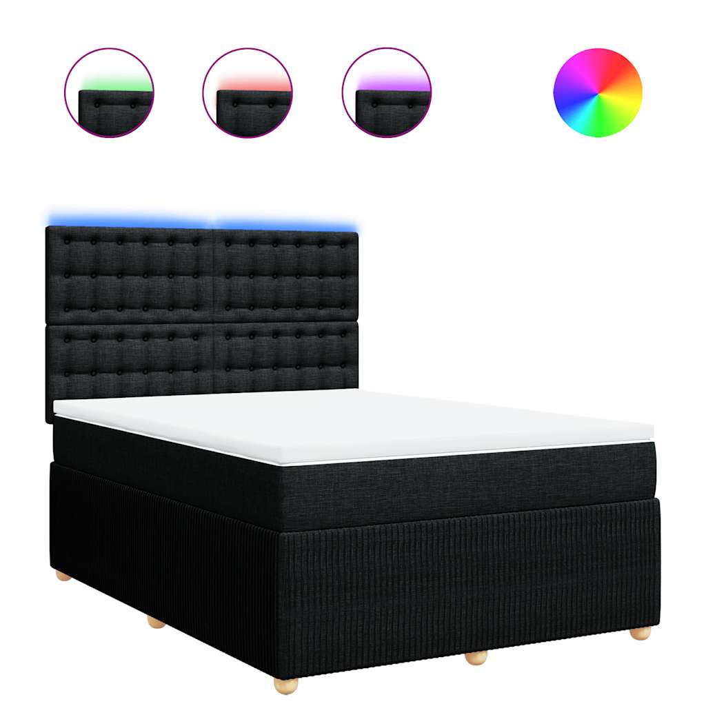 Boxspring met matras stof zwart 160x200 cm – afbeelding 2