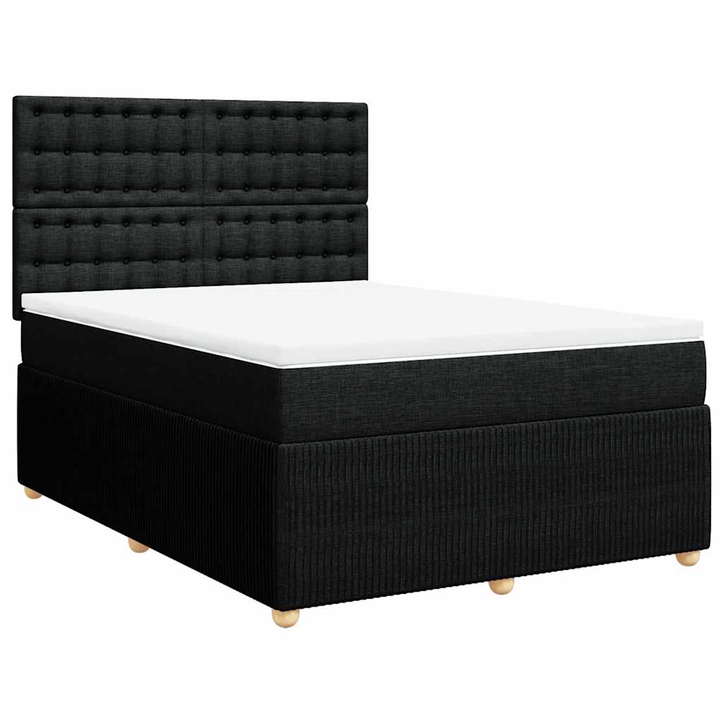 Boxspring met matras stof zwart 160x200 cm – afbeelding 3