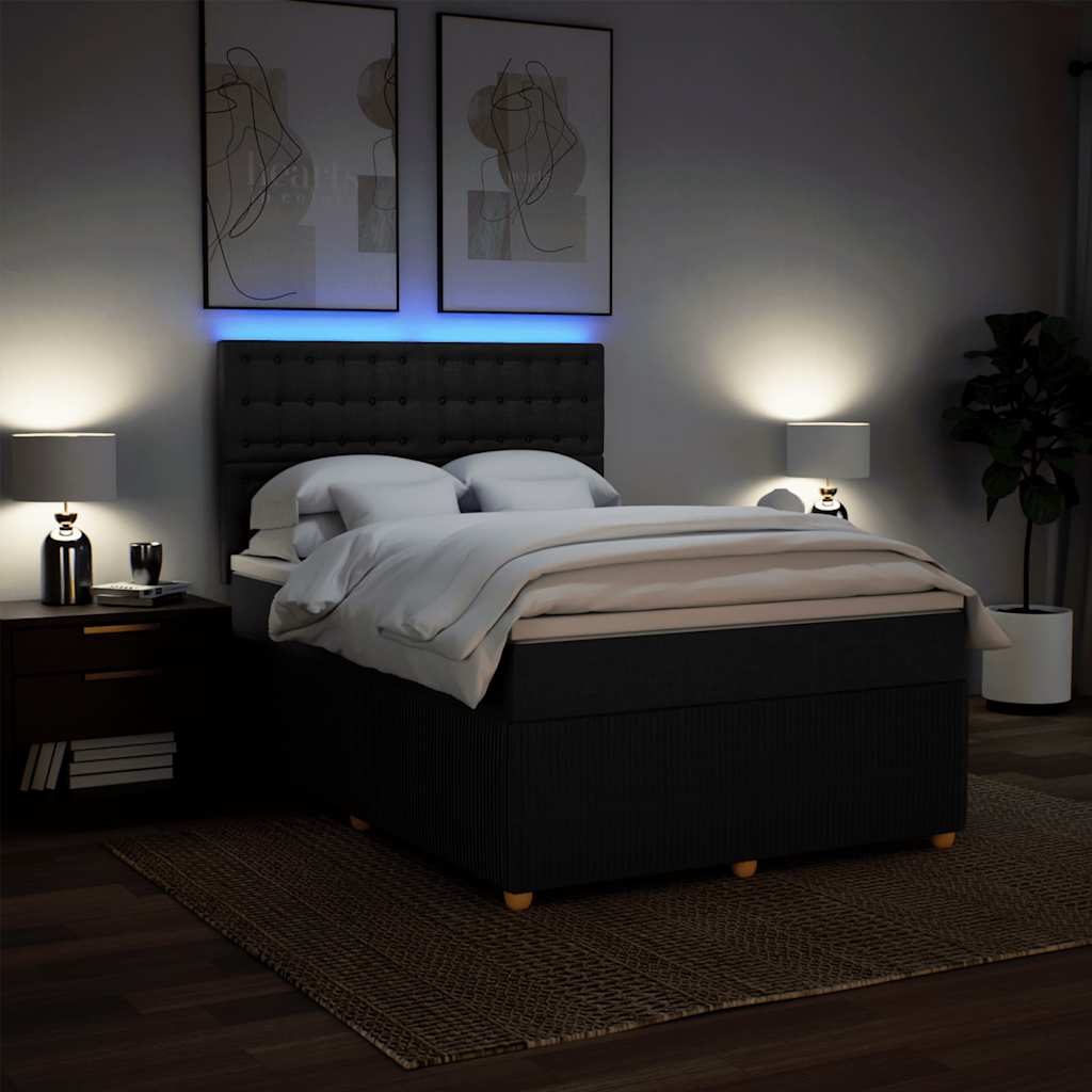 Boxspring met matras stof zwart 160x200 cm – afbeelding 4