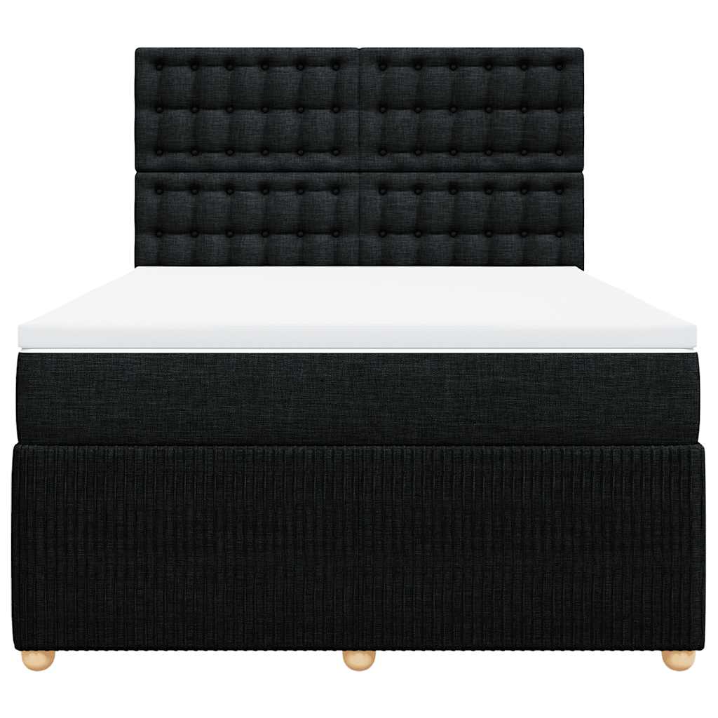 Boxspring met matras stof zwart 160x200 cm – afbeelding 6