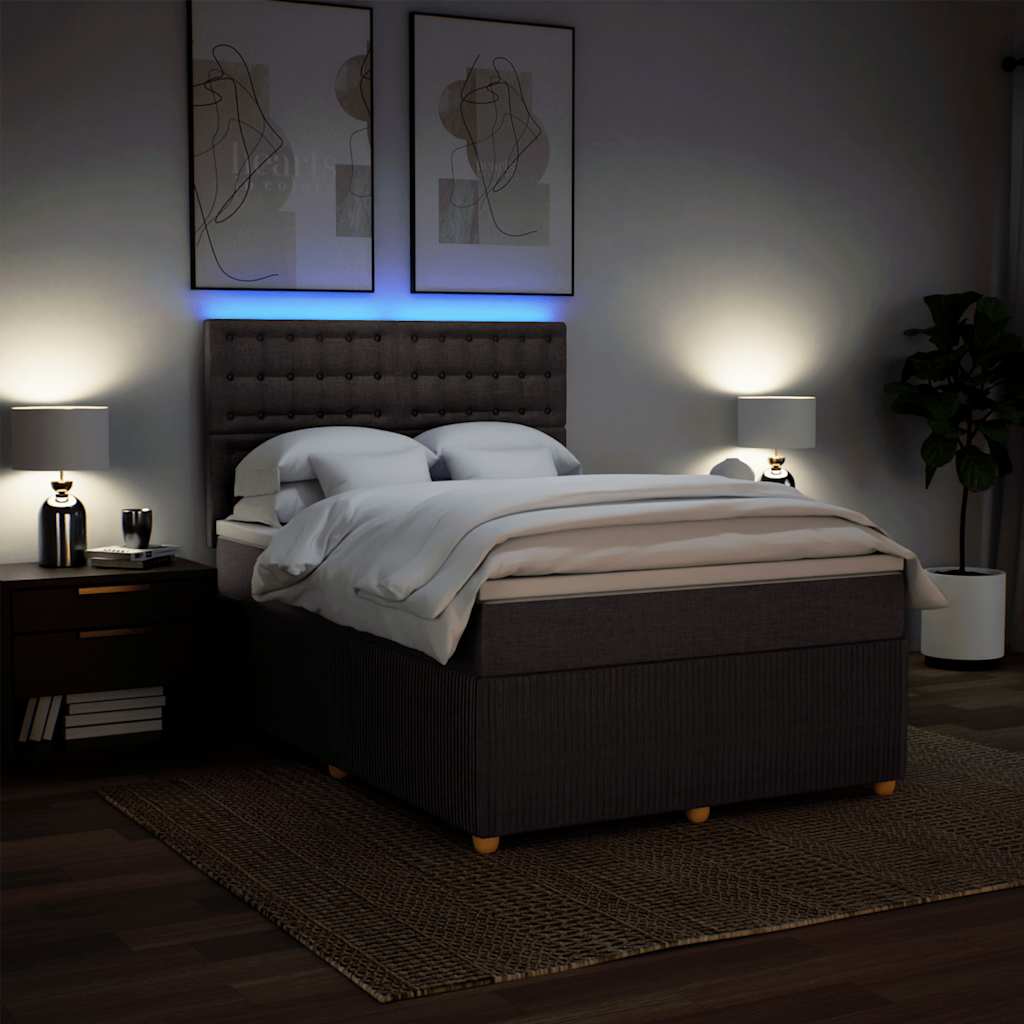 Boxspring met matras stof donkerbruin 160x200 cm – afbeelding 4