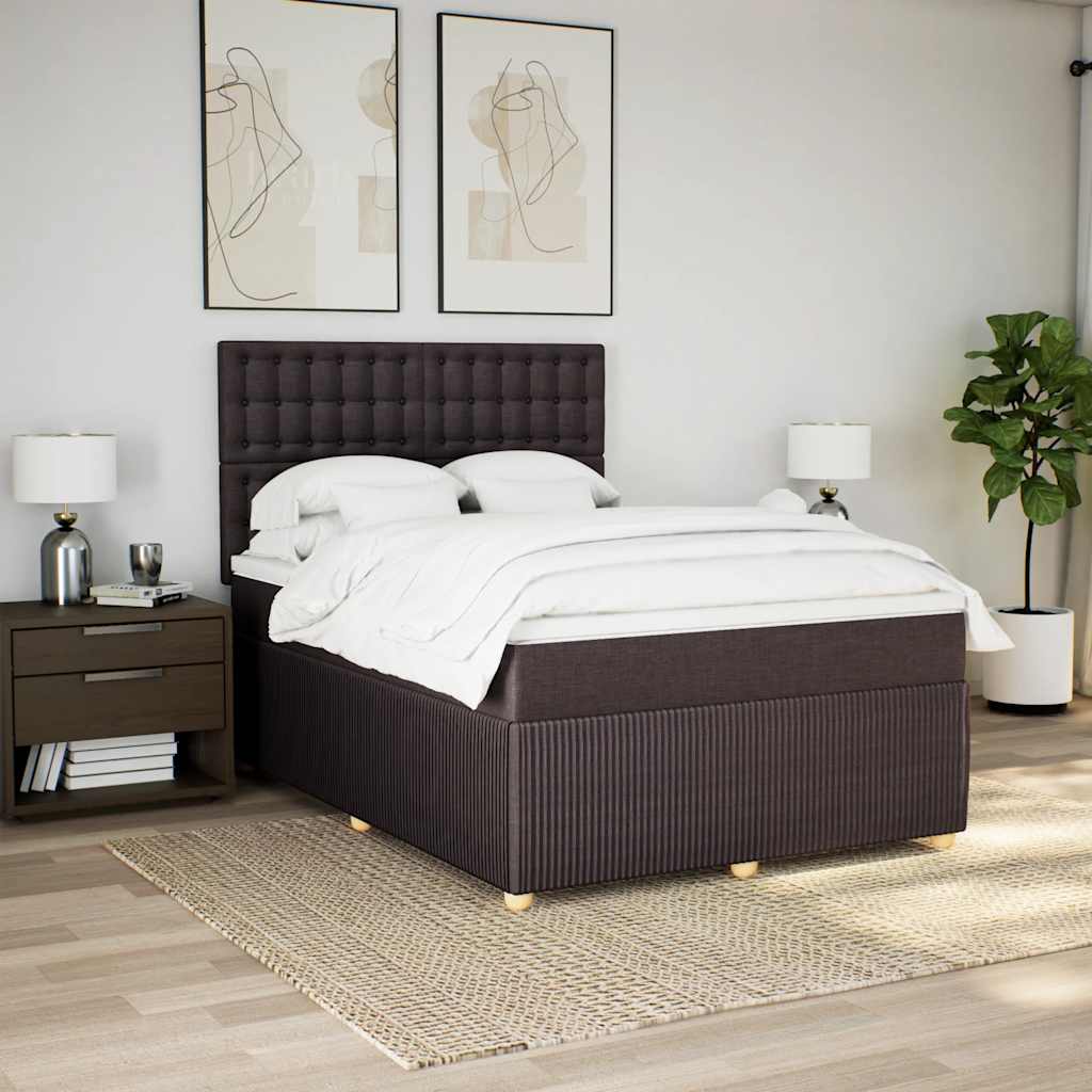 Boxspring met matras stof donkerbruin 160x200 cm – afbeelding 5