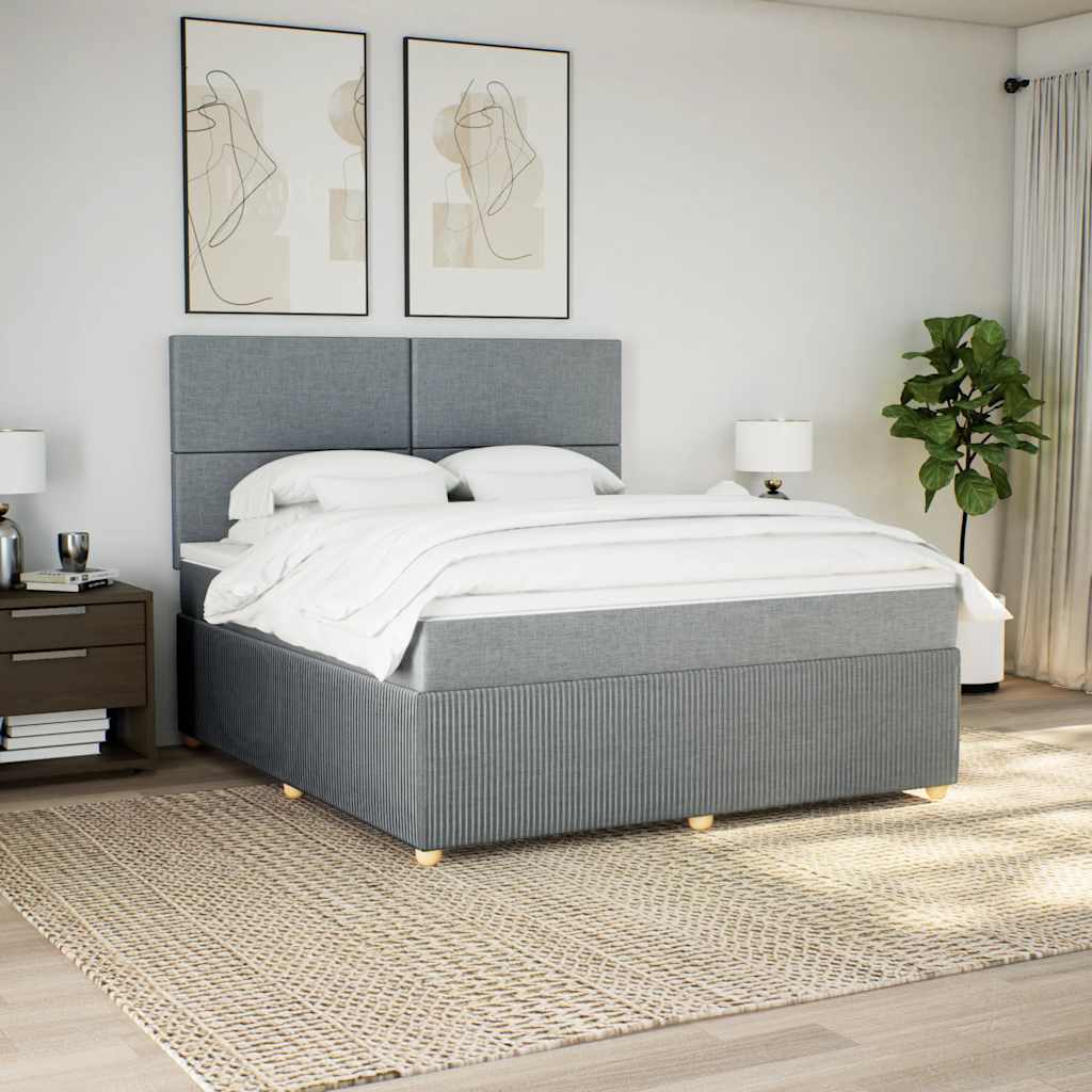 Boxspring met matras stof lichtgrijs 180x200 cm – afbeelding 1