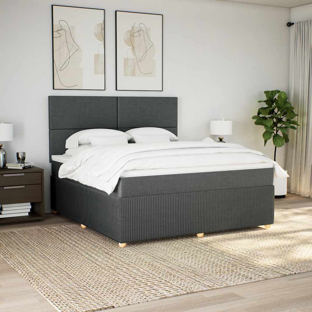 Boxspring met matras stof donkergrijs 180x200 cm – afbeelding 1